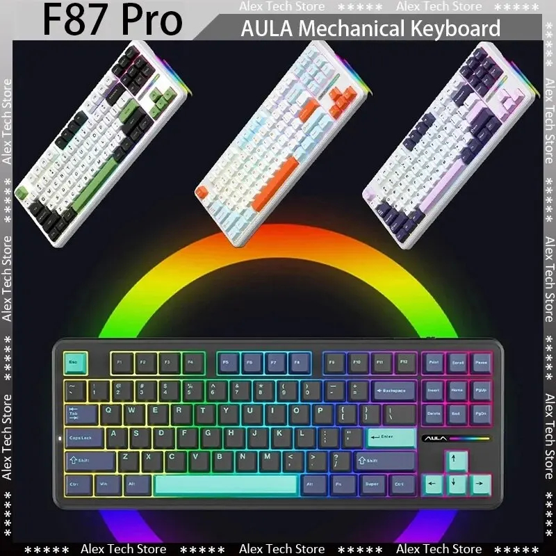 لوحة مفاتيح ميكانيكية Pro – 87 مفتاح، RGB