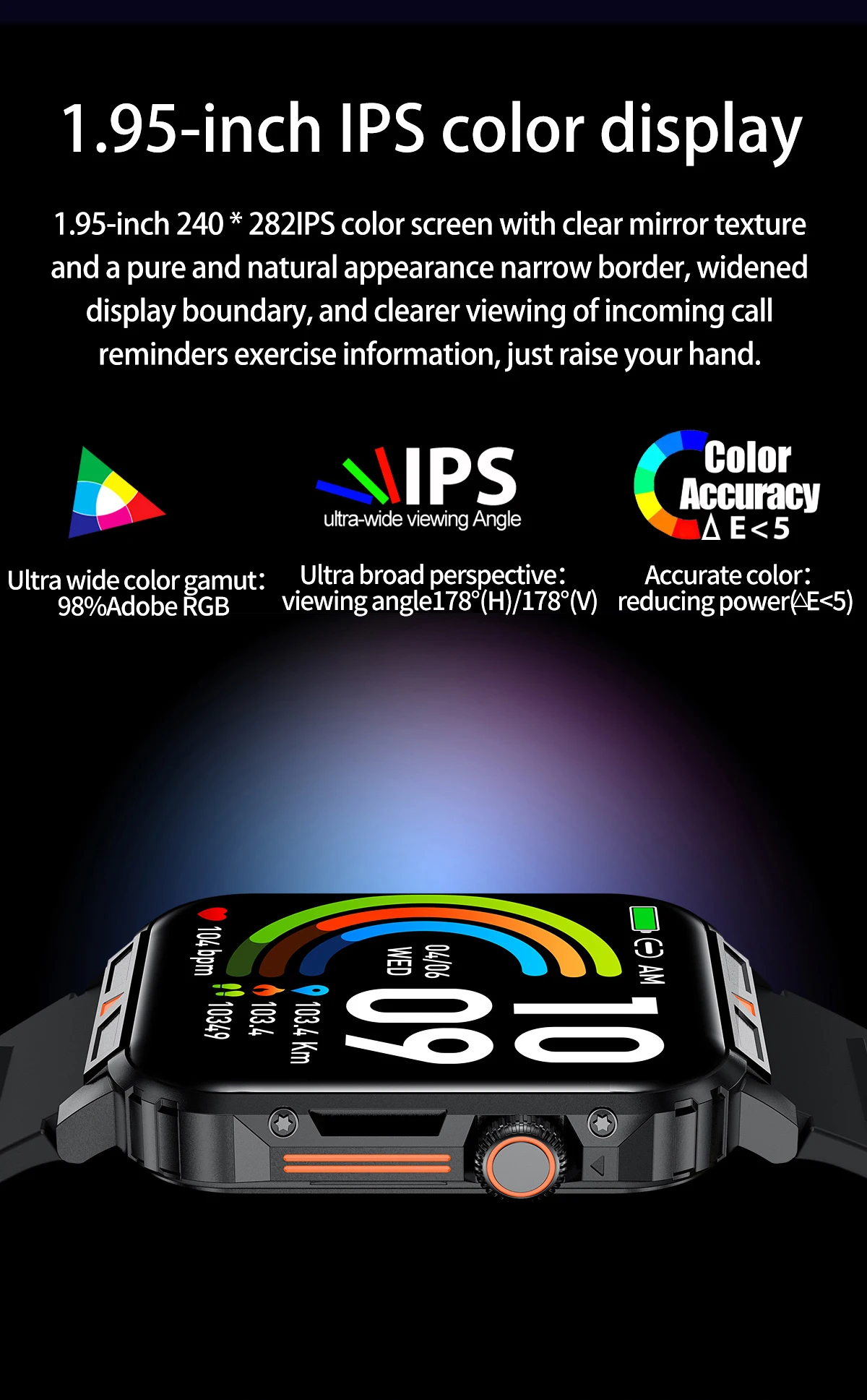 ساعة ذكية بشاشة AMOLED مقاومة للماء IP68 